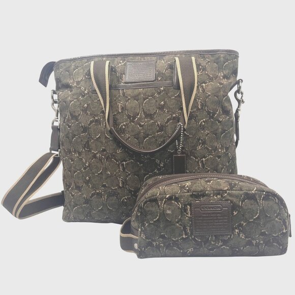 Coach Other - Coach 2013 Heritage Web Canvas & Leather Camo X-L F70583 Travel & Toiletry Tote